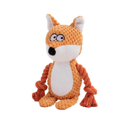 🦊 Jouet Sonore en Peluche avec Corde – Parfait pour le Jeu et l’Entraînement !